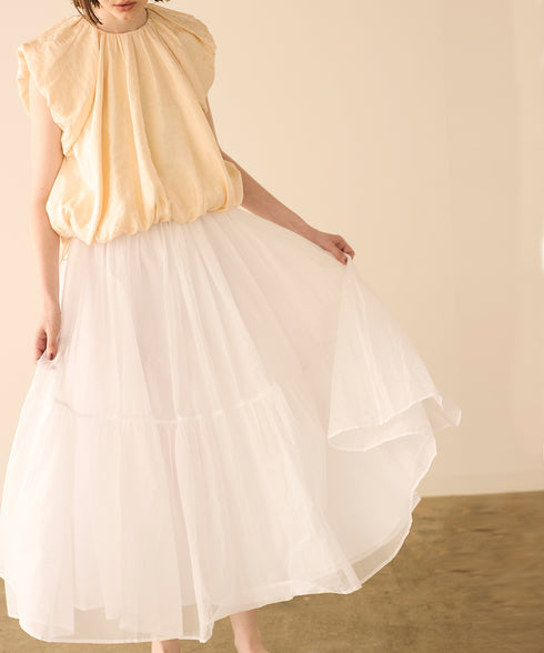 【再入荷】sheer starched cotton gather skirt