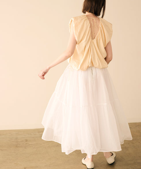 【再入荷】sheer starched cotton gather skirt