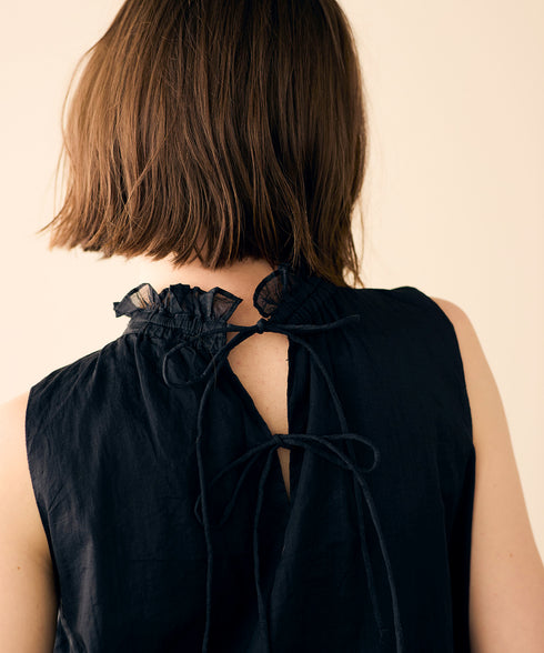 【再入荷】sheer starched cotton gather dress