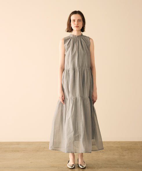 【再入荷】sheer starched cotton gather dress