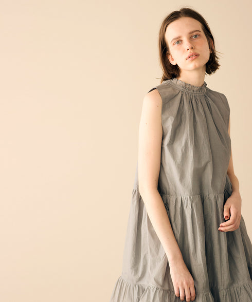 【再入荷】sheer starched cotton gather dress