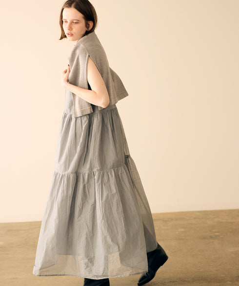 【再入荷】sheer starched cotton gather dress
