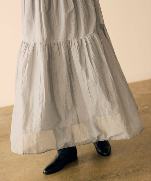 【再入荷】sheer starched cotton gather dress