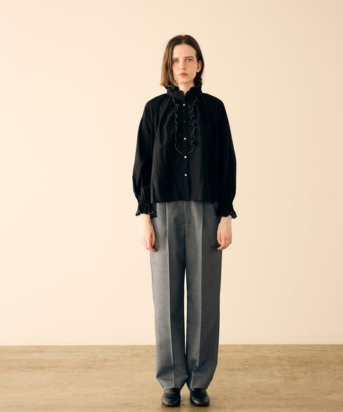 Sheer jabot lace blouse