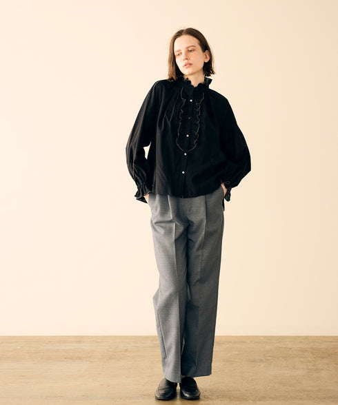 Sheer jabot lace blouse