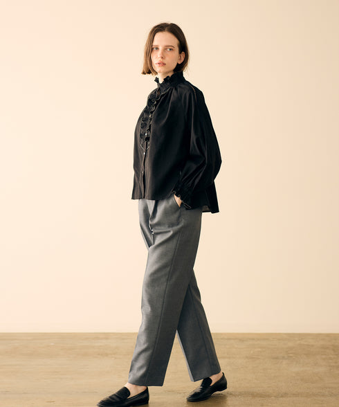 Sheer jabot lace blouse