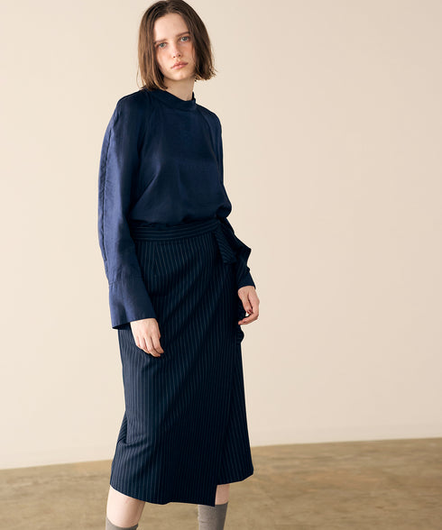 warm pinstripe wrap skirt