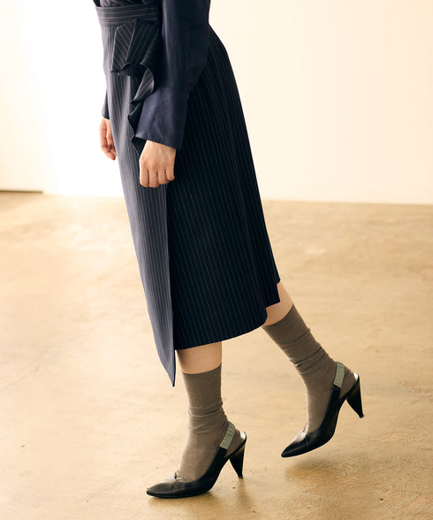 warm pinstripe wrap skirt