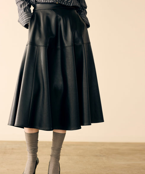 soft eco-leather circular skirt
