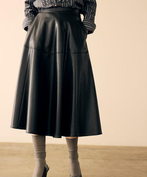 soft eco-leather circular skirt