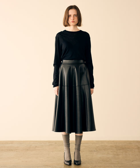 soft eco-leather circular skirt