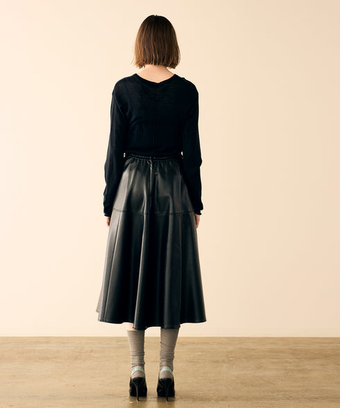 soft eco-leather circular skirt