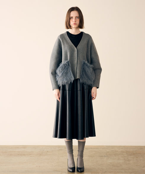 shaggy pocket milano rib jacket