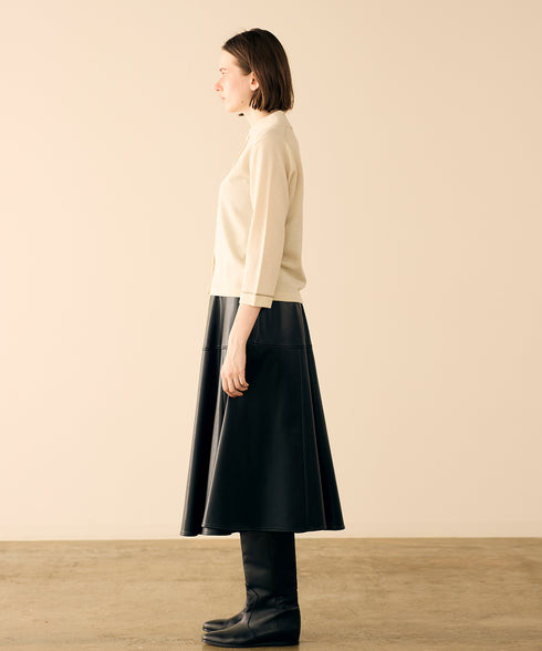 lame wool polo cardigan