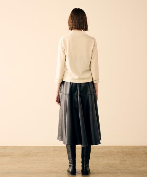 lame wool polo cardigan