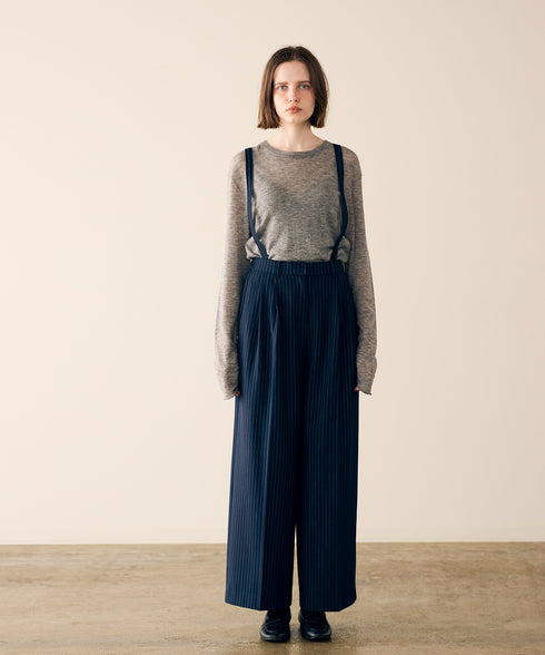 warm pinstripe suspender pants