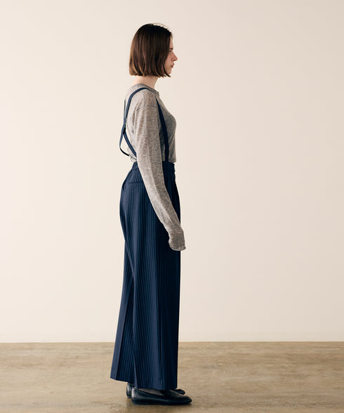 warm pinstripe suspender pants