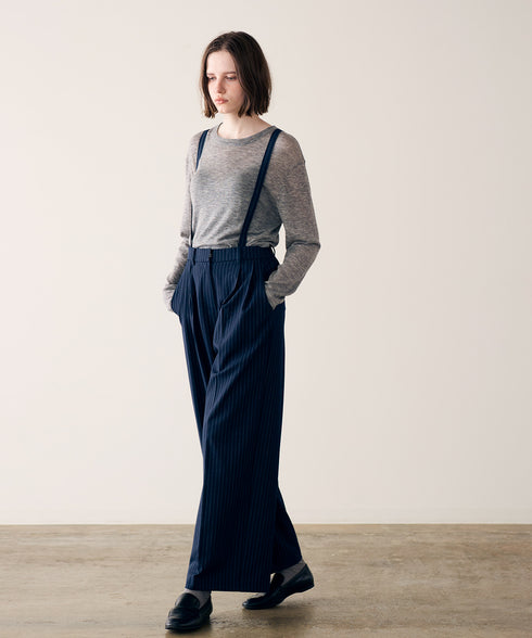 warm pinstripe suspender pants