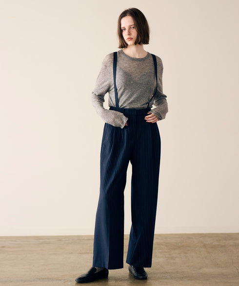 warm pinstripe suspender pants