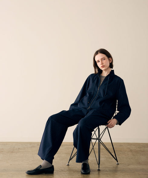 warm pinstripe blouson