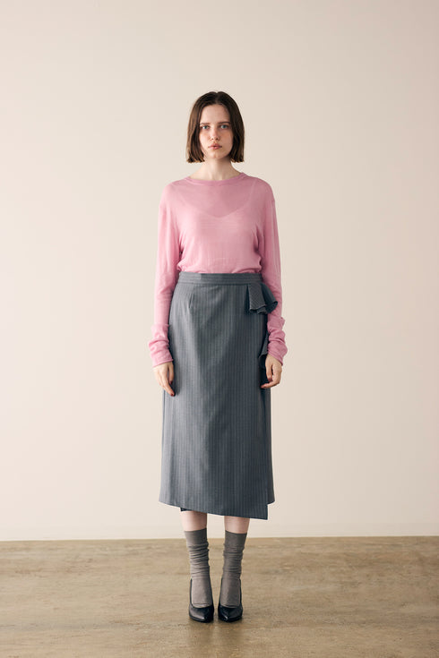 warm pinstripe wrap skirt