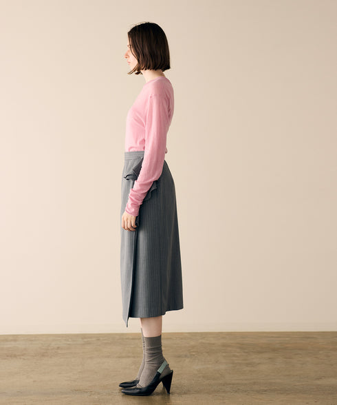 warm pinstripe wrap skirt