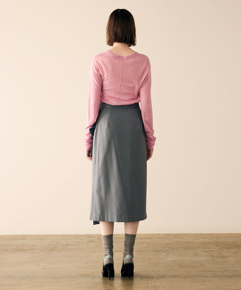 warm pinstripe wrap skirt