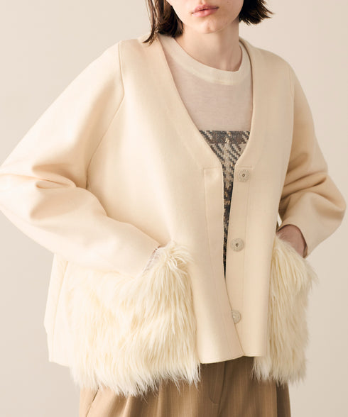 shaggy pocket milano rib jacket