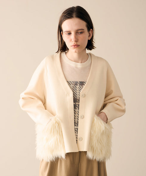 shaggy pocket milano rib jacket