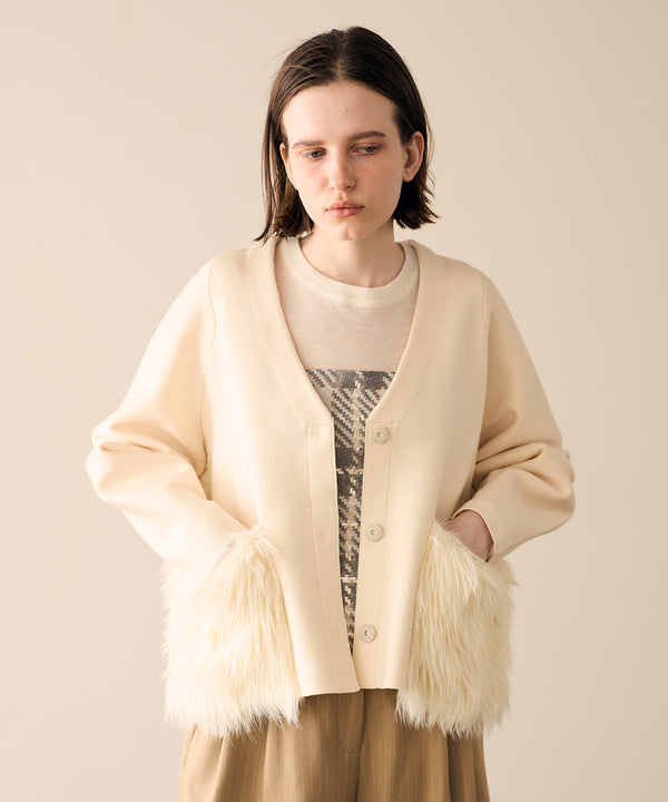 shaggy pocket milano rib jacket