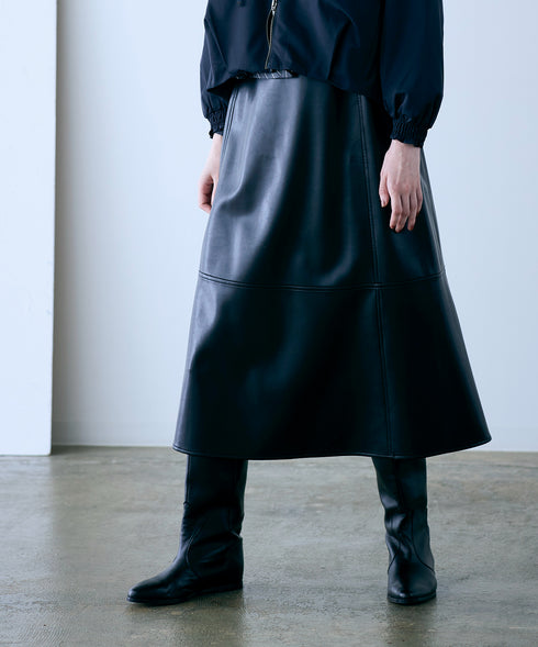 【再入荷】eco leather skirt