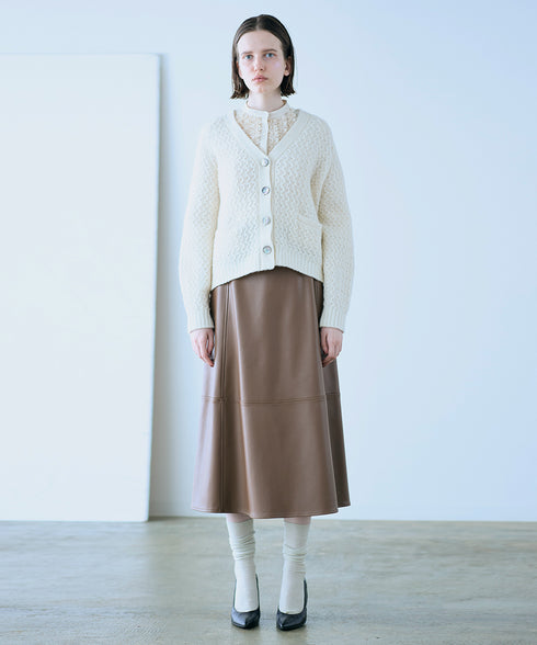 wool cotton aran knit cardigan