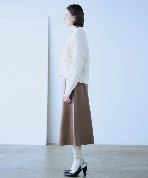 wool cotton aran knit cardigan