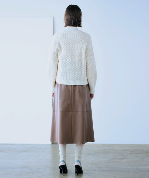 wool cotton aran knit cardigan