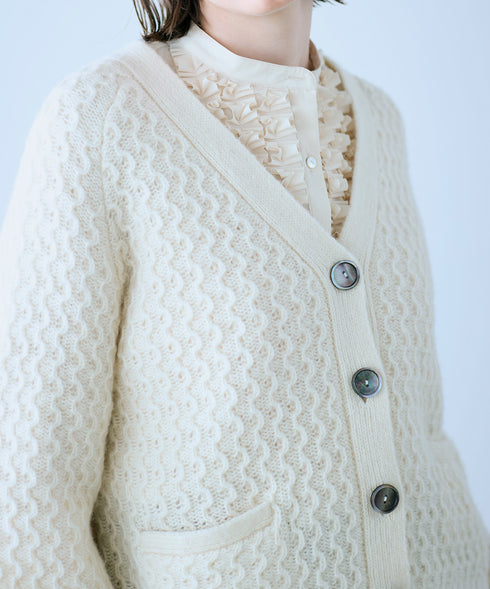 wool cotton aran knit cardigan