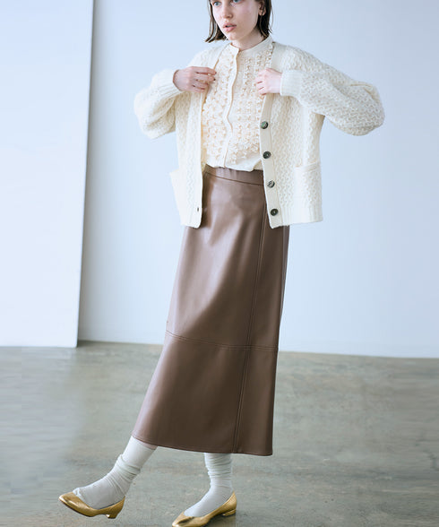 wool cotton aran knit cardigan