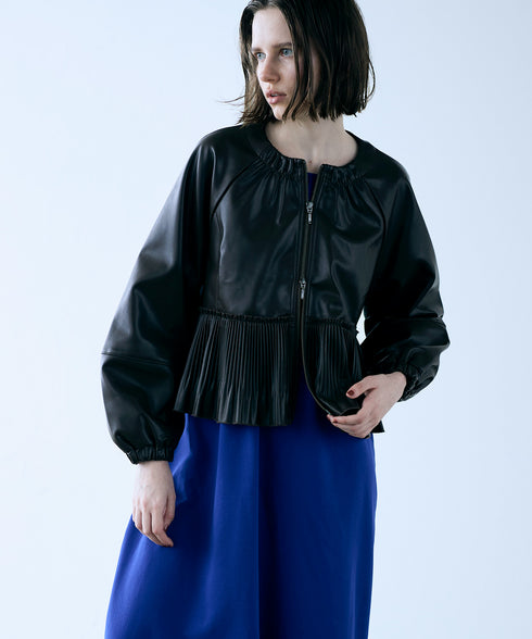 eco leather pleats jacket