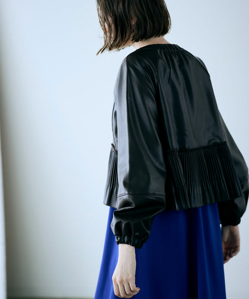 eco leather pleats jacket