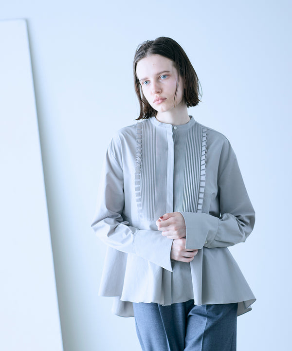 tuck frill flare shirt