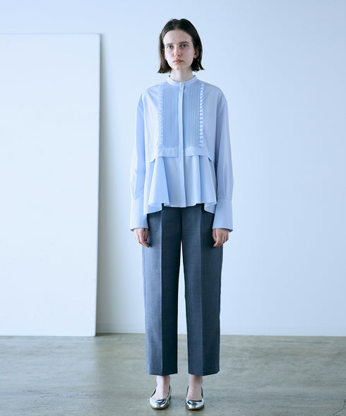 tuck frill flare shirt