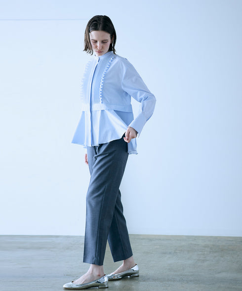tuck frill flare shirt