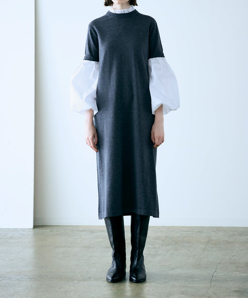 【先行予約1000ポイントプレゼント】14G wool 2way sleeve one-piece
