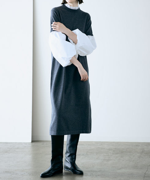 【先行予約1000ポイントプレゼント】14G wool 2way sleeve one-piece