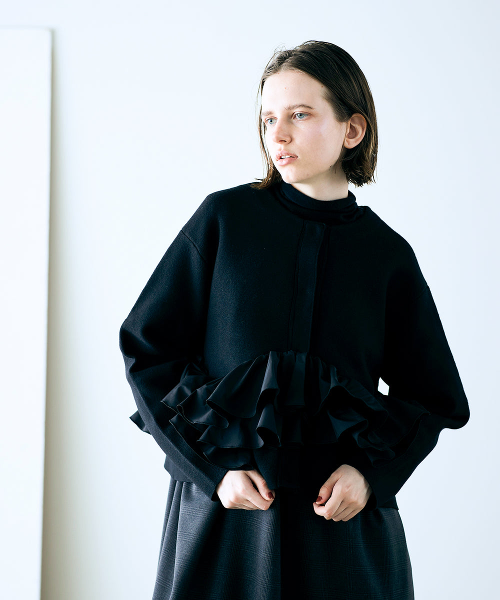 spiral taffeta raffle knit jacket – MARILYN MOON OFFICIAL