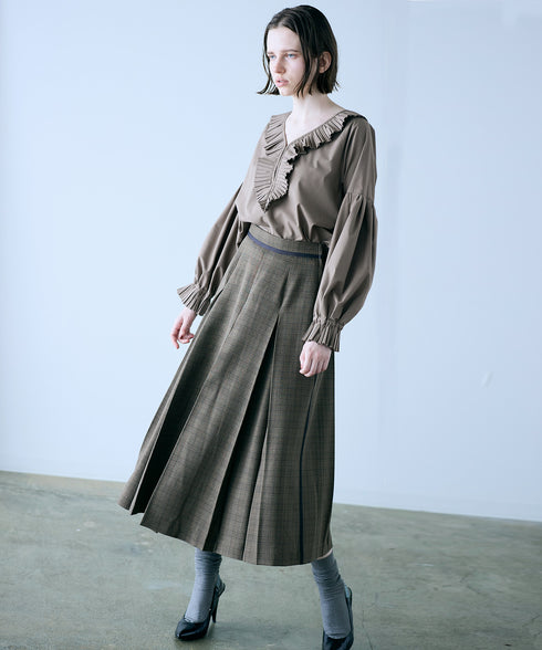 【再入荷】glen check box tuck skirt