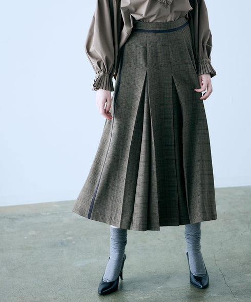 【再入荷】glen check box tuck skirt