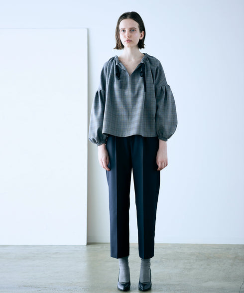 glen check 2way blouse