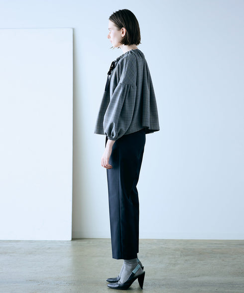 glen check 2way blouse