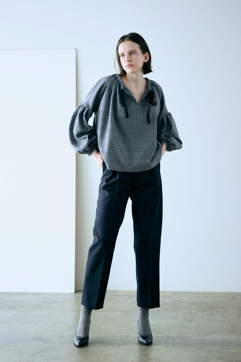 glen check 2way blouse