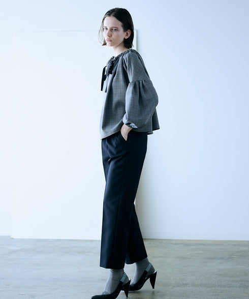 glen check 2way blouse